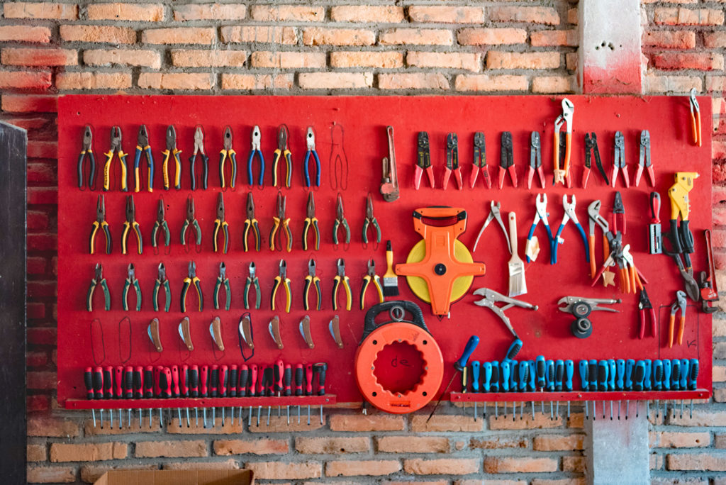 Tool board at NPH Honduras electrical workshop